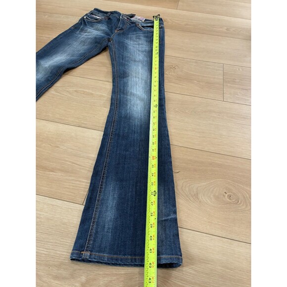 SILLY Jeans Women's Y2K Blue Wash Distressed Bootcut Flare Denim Pants 7 - Picture 2 of 6